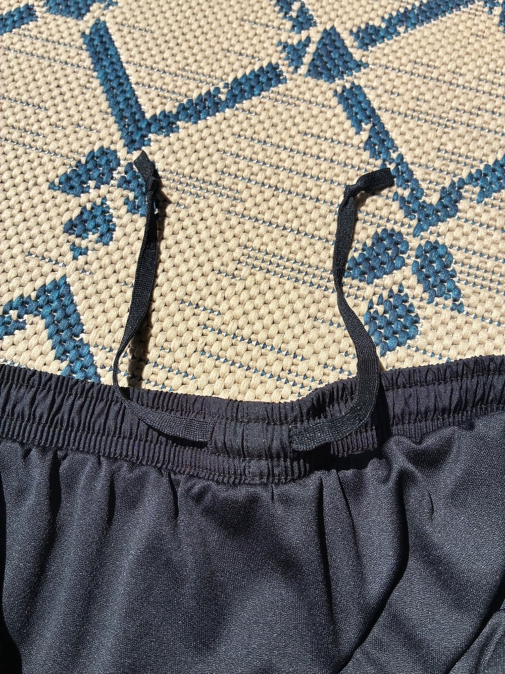 Nike Dri-Fit Black + White Dolphin Hem Athletic Shorts Elastic Waist, Drawcord - Picture 4 of 7